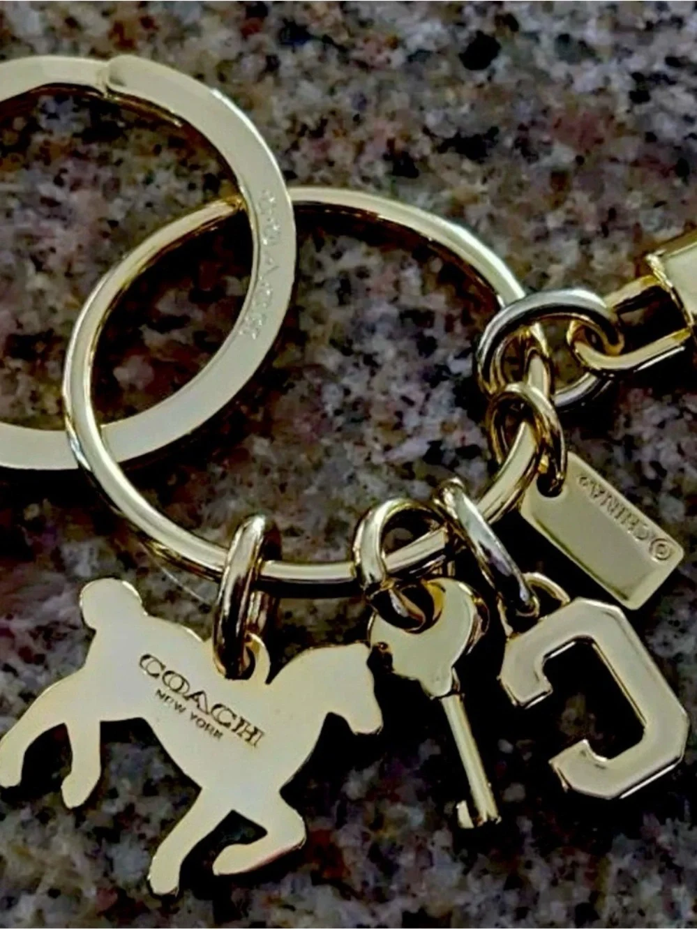 Coach Gold Horse & Carriage Padlock Key Chain Fob, Bag Charm Key Ring NWT F65167